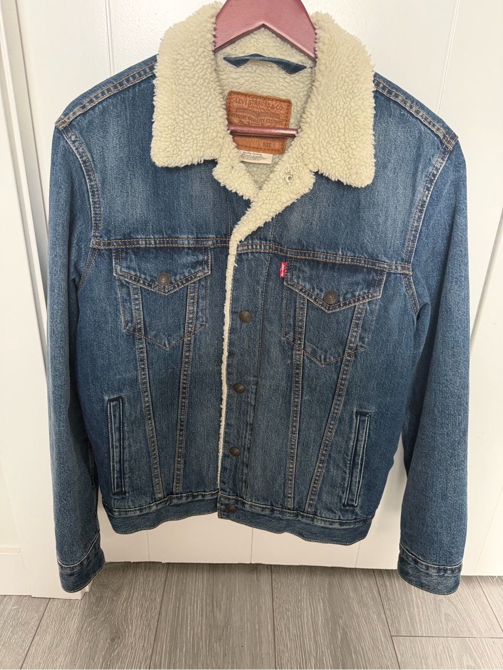 Men’s S - Levi's Blue Denim Sherpa-Lined Jacket
